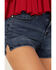 Image #2 - Shyanne Women's States Americana Embroidered High Rise 1/2 Shorts, Dark Medium Wash, hi-res