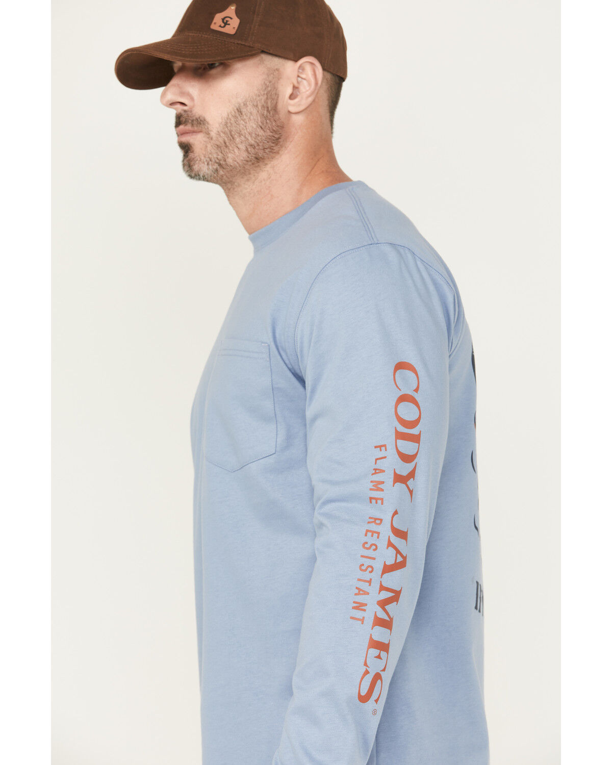 Image #3 - Cody James Men's FR Smoke Em Long Sleeve Graphic Work T-Shirt, Light Blue, hi-res