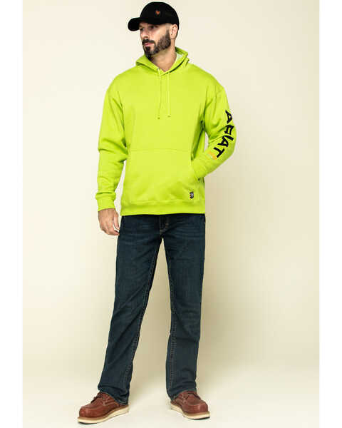 Image #6 - Ariat Men's Lime Heather Rebar Graphic Hooded Work Sweatshirt , Green, hi-res