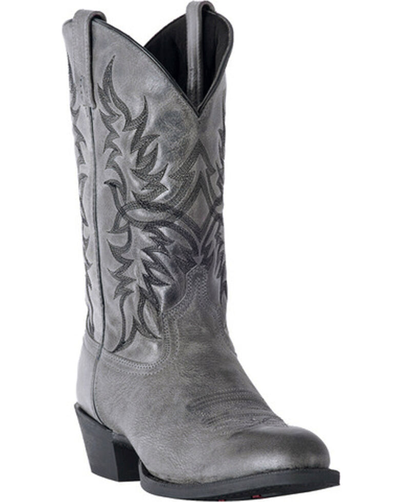 Laredo Men's Harding Grey Waxy Leather Cowboy Boots - Medium Toe, Grey, hi-res