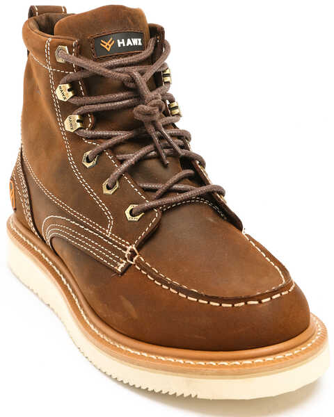 Hawx Men's 6" Grade Work Boots - Moc Toe, Distressed Brown, hi-res