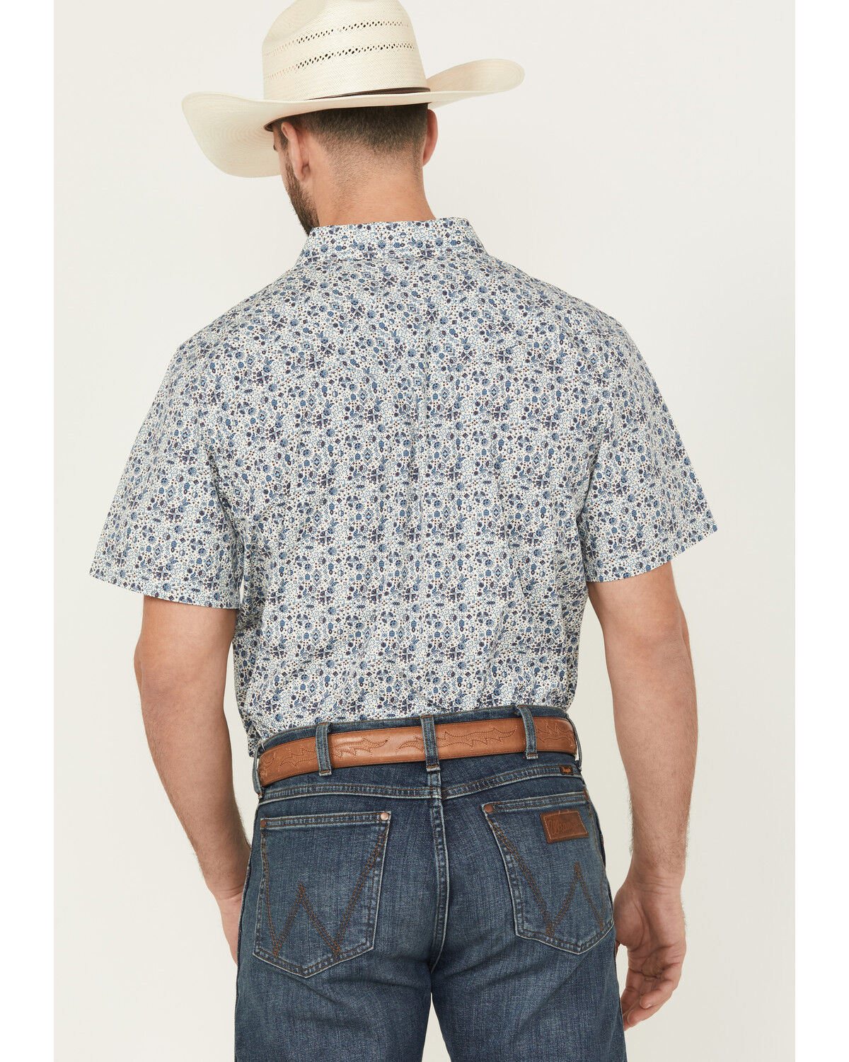 Image #4 - Gibson Trading Co Men's Fan Favorite Floral Print Short Sleeve Snap Western Shirt, Ivory, hi-res