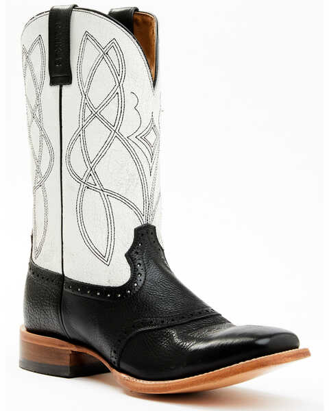 RANK 45® Men's Deuce Western Boots - Broad Square Toe, Black/white, hi-res