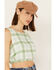 Image #2 - By Together Women's Gingham Print Cropped Sleeveless Top, Green, hi-res