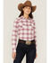 Image #1 - Kimes Ranch Women's Matadora Plaid Print Long Sleeve Western Snap Shirt, Periwinkle, hi-res