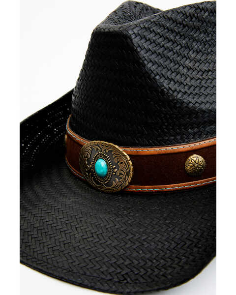 Image #2 - Shyanne Women's Sybil Concho Straw Cowboy Hat, Black, hi-res