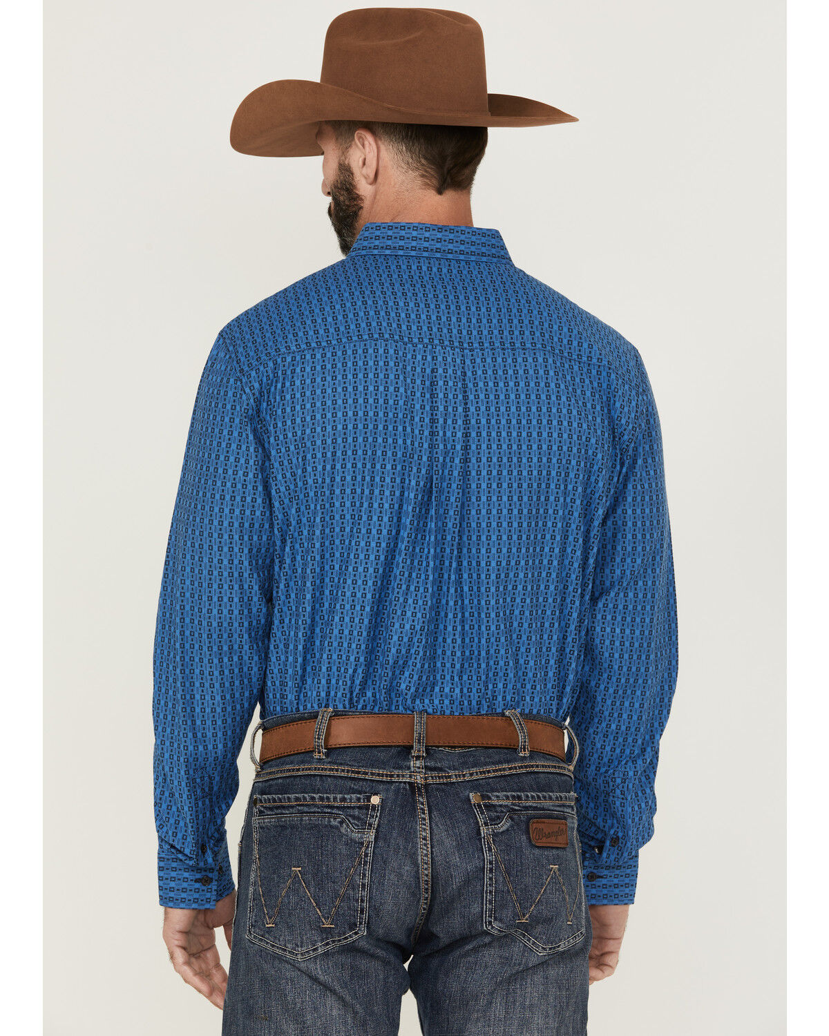 Image #4 - RANK 45® Men's Bulldogger Dobby Geo Button-Down Western Shirt, Blue, hi-res