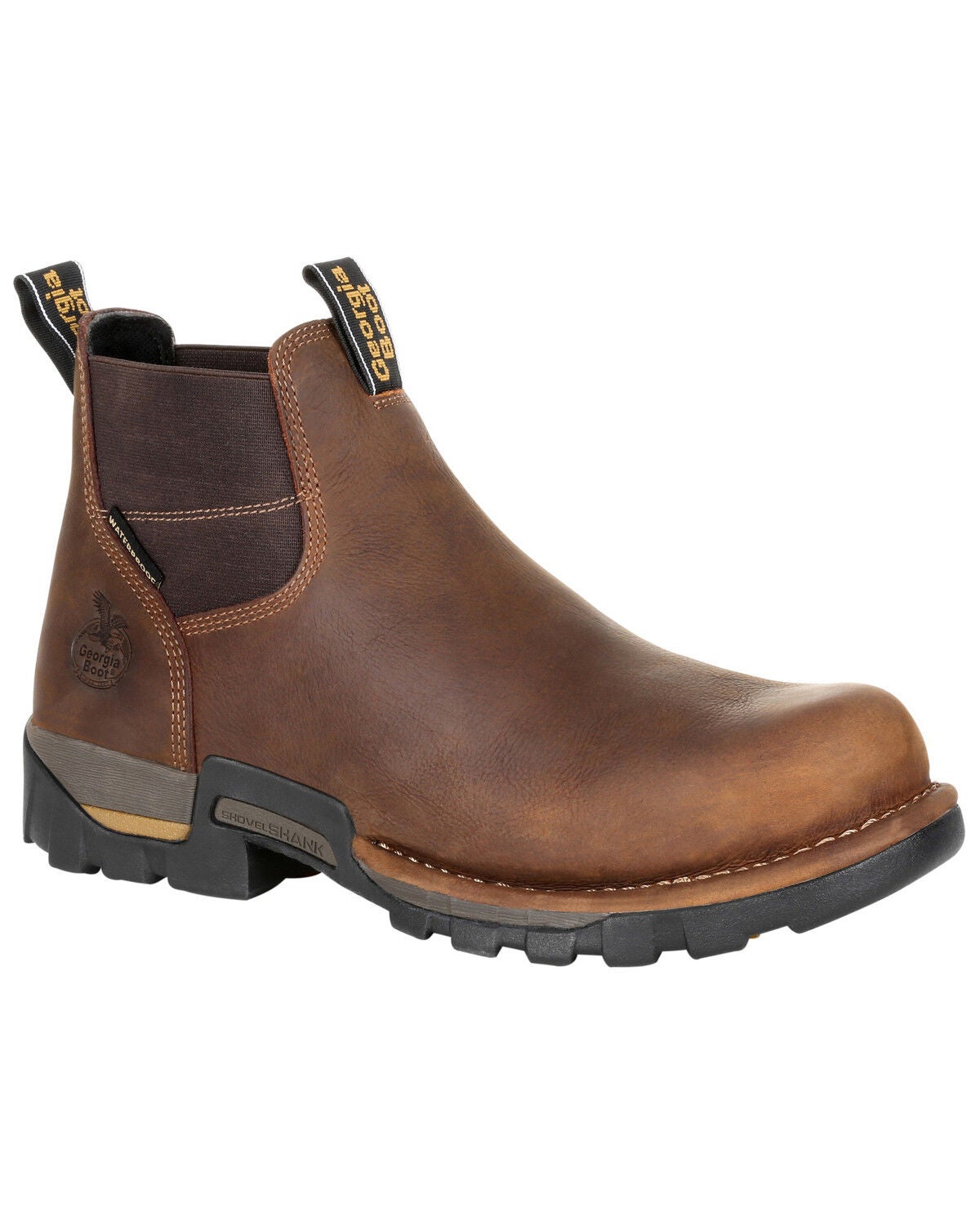 Georgia Boot Men's Eagle One Waterproof Chelsea Work Boots - Soft Toe, Brown, hi-res