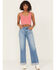 Image #1 - Vervet Women's Medium Wash High Rise Cuffed Wide Leg Denim Jeans, Medium Wash, hi-res