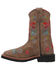 Image #3 - Dan Post Girls' Embroidered Western Boots - Broad Square Toe, Taupe, hi-res