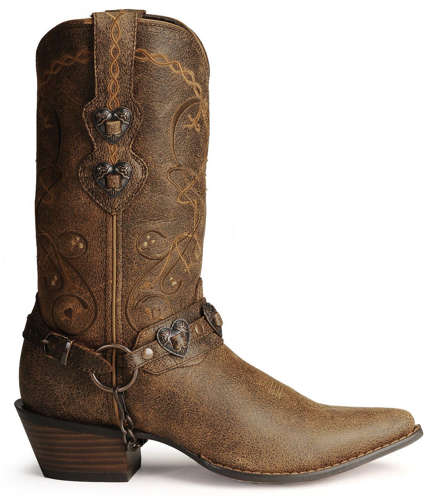 Image #9 - Durango Women's Crush Heart Harness Boots - Snip Toe, Brown, hi-res