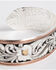 Montana Silversmiths Women's LeatherCut Tri-Colored Floral Cuff Bracelet, Silver, hi-res