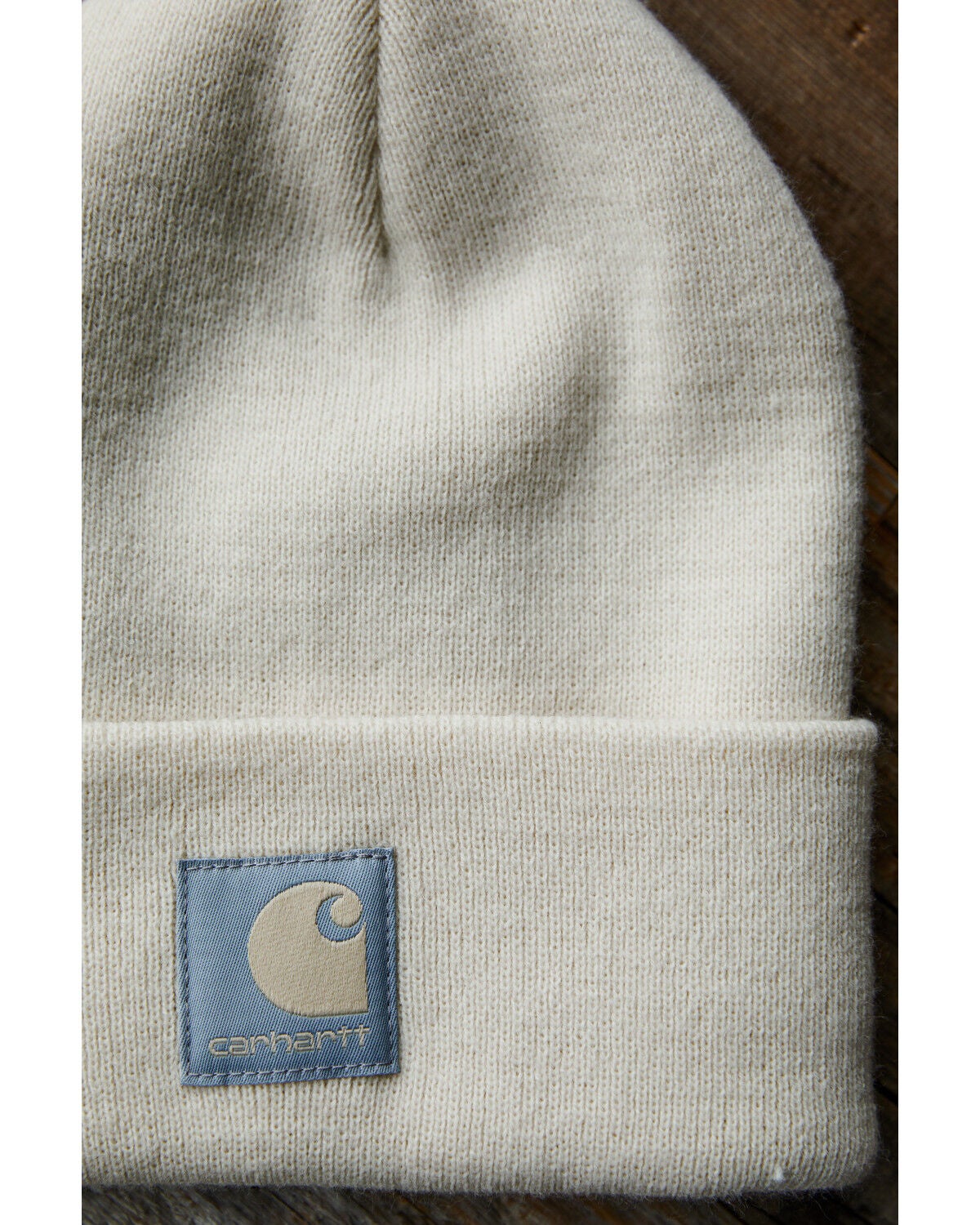 Image #2 - Carhartt Knit Cuffed Logo Satin Lined Beanie, Oatmeal, hi-res