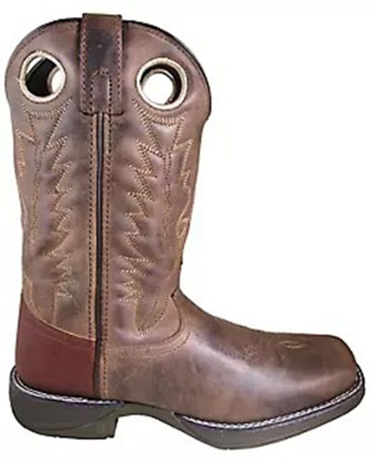 Image #1 - Smoky Mountain Men's Benton Western Boots - Broad Square Toe, Distressed Brown, hi-res