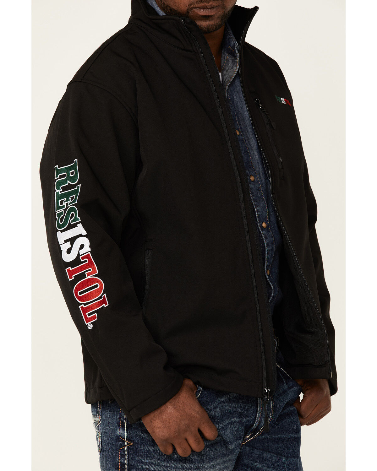 Image #3 - Resistol Men's Mexico Flag Logo Sleeve Zip-Front Softshell Jacket, , hi-res