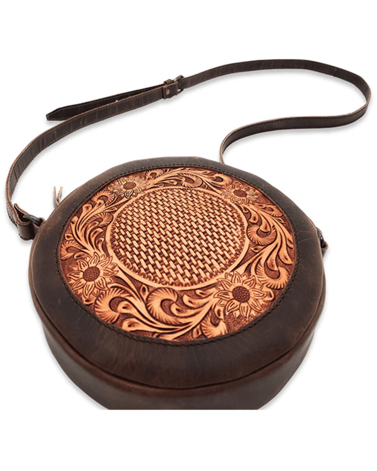 Image #3 - Ranch Junkie Women's The Rancho Canteen Burnished Tooled Leather Crossbody, Multi, hi-res