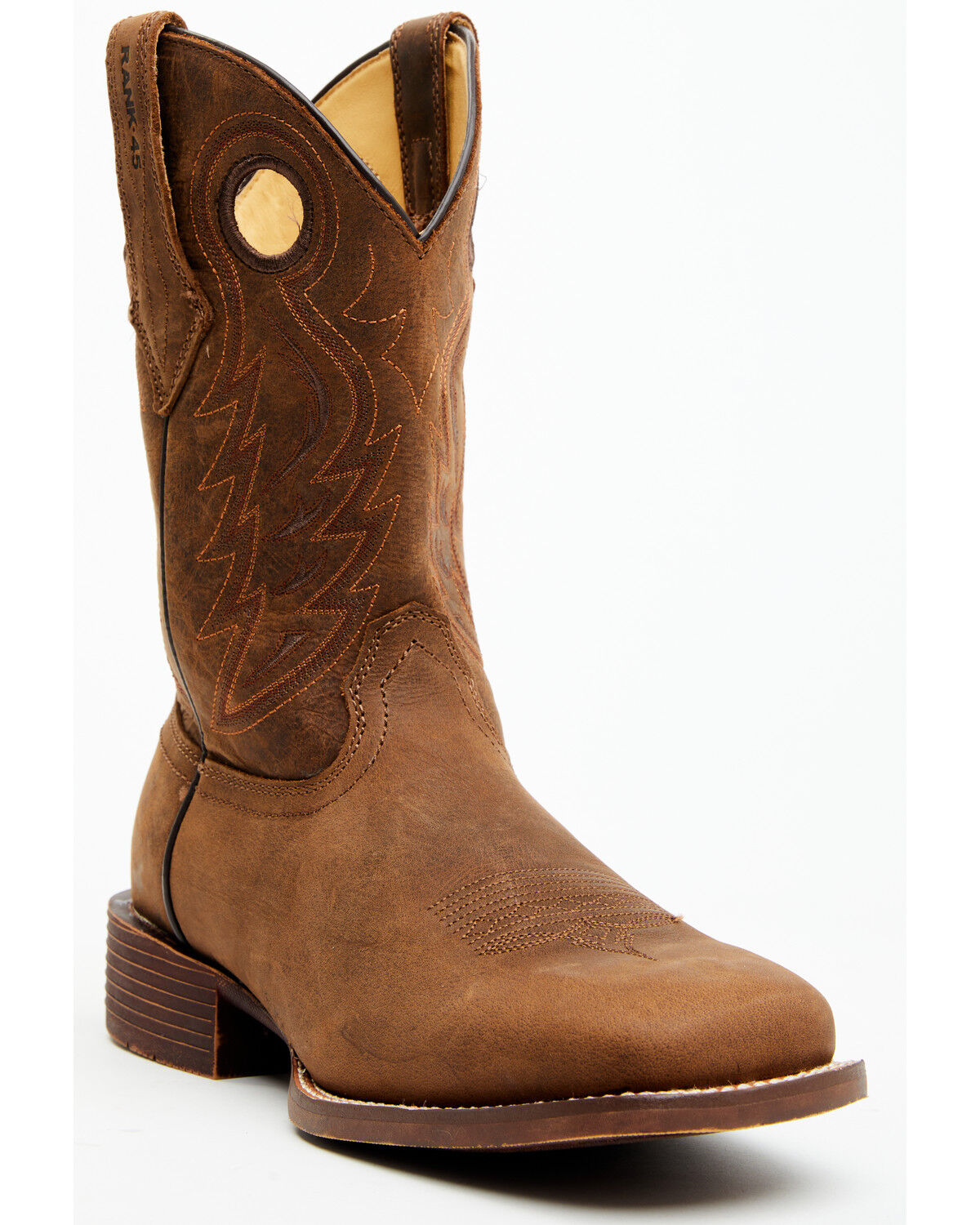 Image #1 - RANK 45® Men's Warrior Performance Western Boots - Broad Square Toe, Coffee, hi-res