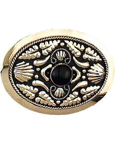 Western Express Men's German Silver With Onyx Belt Buckle , Silver, hi-res