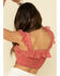 Image #5 - Very J Women's Ditsy Print Flutter Crop Top, Rust Copper, hi-res