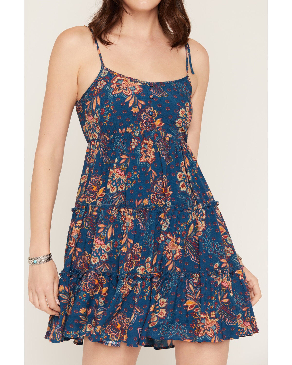 Image #3 - Shyanne Women's Leon Floral Print Button-Front Mini Dress, Navy, hi-res