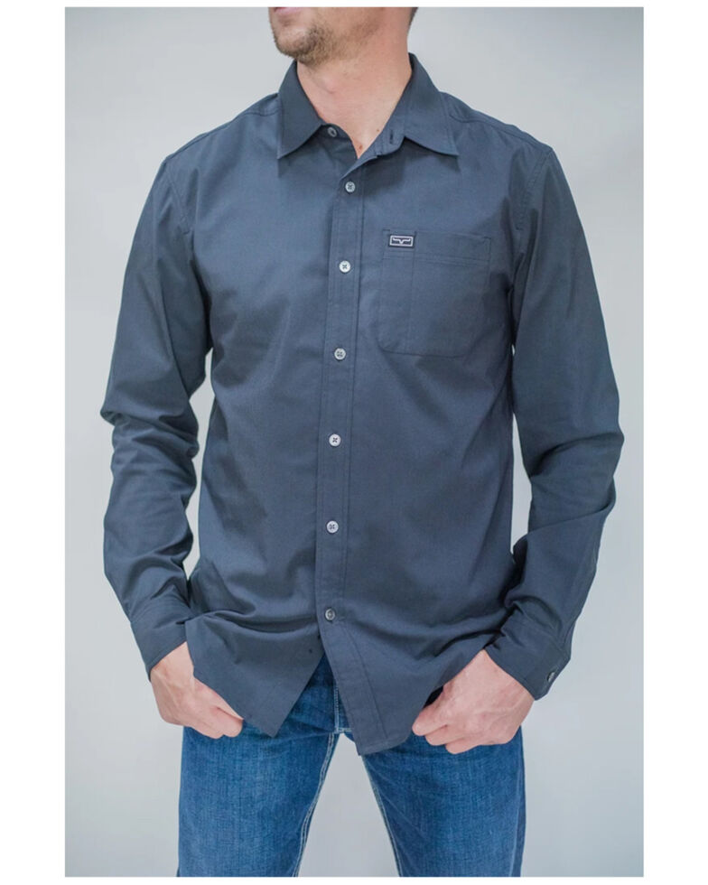 Kimes Ranch Men's Solid Black Linville Tech Long Sleeve Button-Down Western Shirt , Black, hi-res