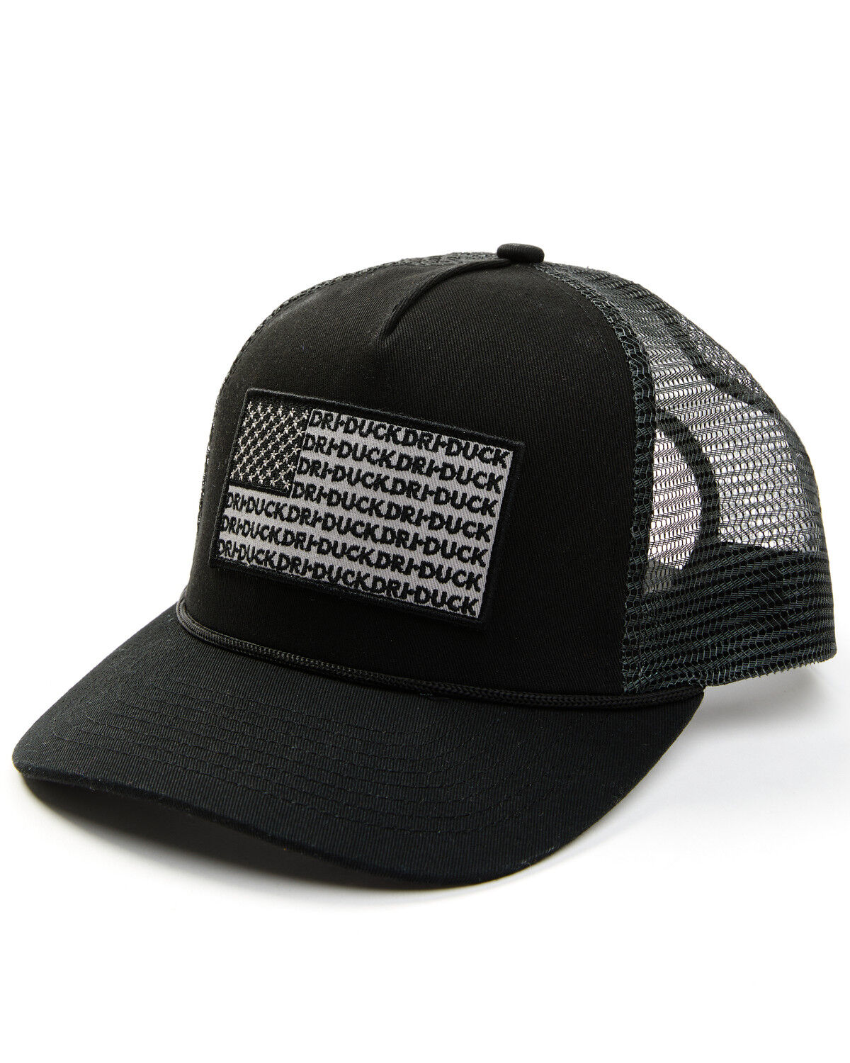 Image #1 - Dri-Duck Men's Retro Rope Americana Ball Cap, Black, hi-res