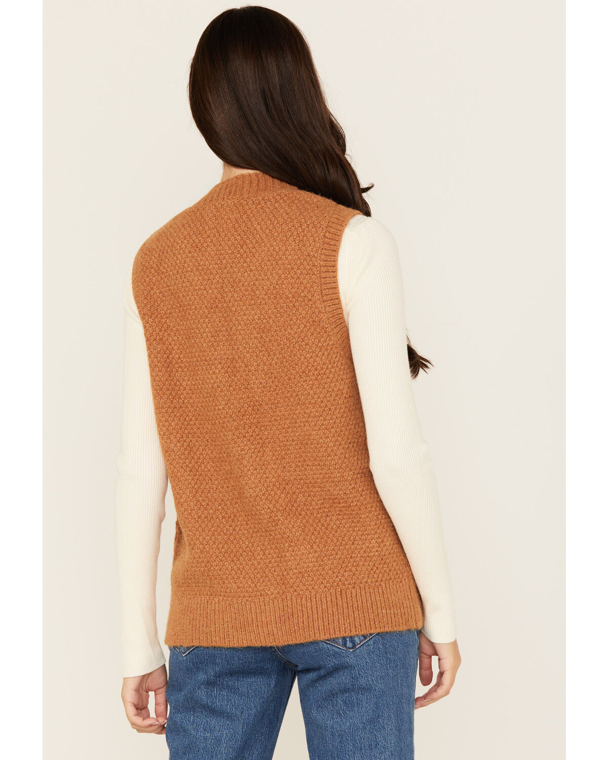 Image #4 - Cotton & Rye Women's Novelty Pun Cable Knit Vest, Caramel, hi-res