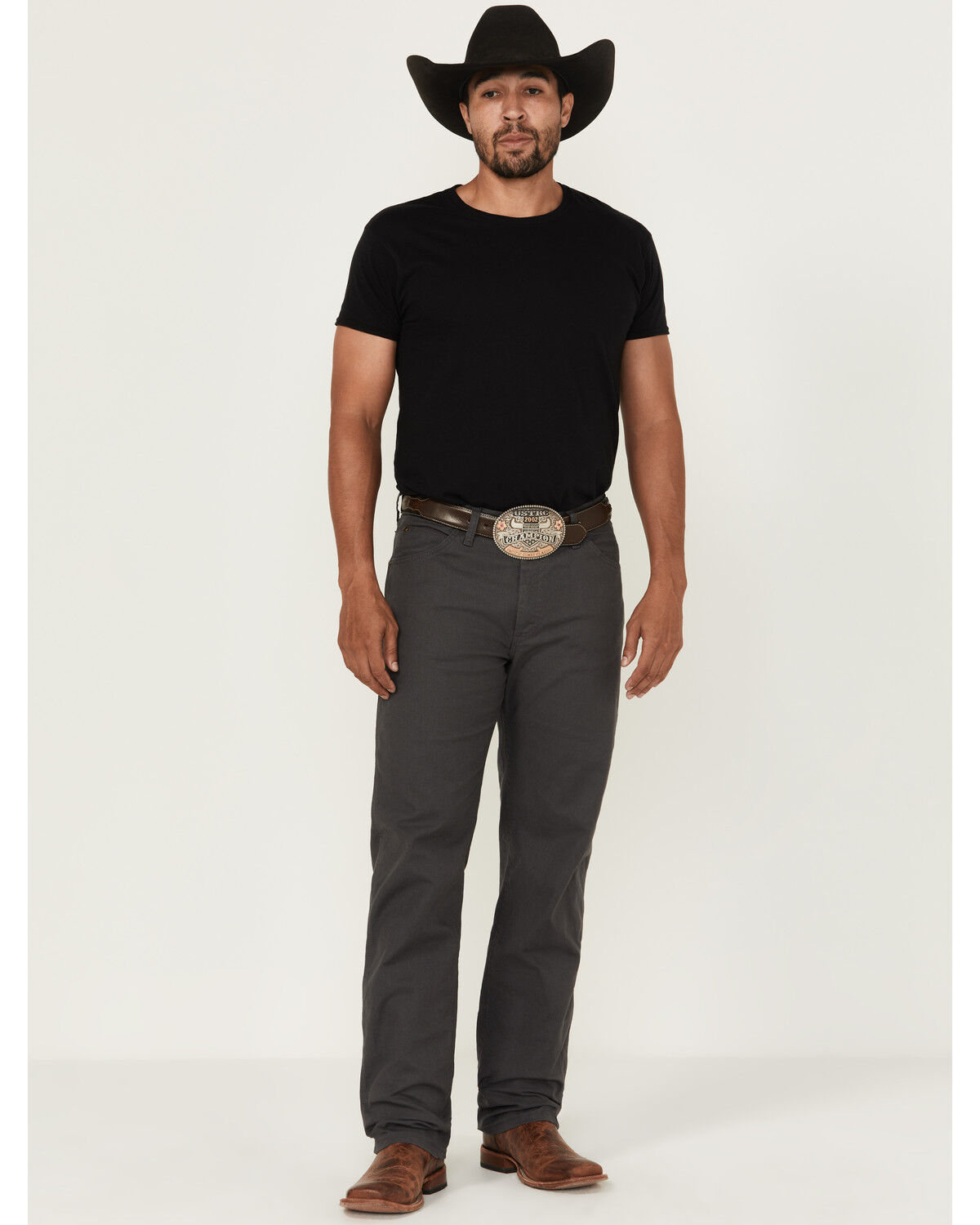 Image #1 - Wrangler Men's Tough Comfort Regular Fit Stretch Canvas Pants - Tall, Dark Grey, hi-res