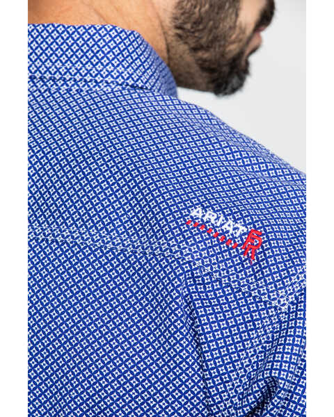 Ariat Men's FR Cobalt Print Liberty Long Sleeve Work Shirt - Tall , Blue, hi-res
