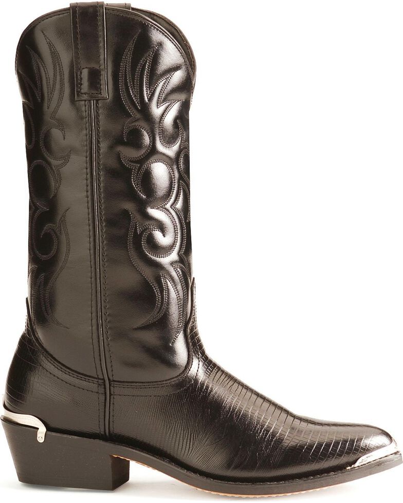 Laredo Men's Lizard Print Cowboy Boots - Pointed Toe, Black, hi-res
