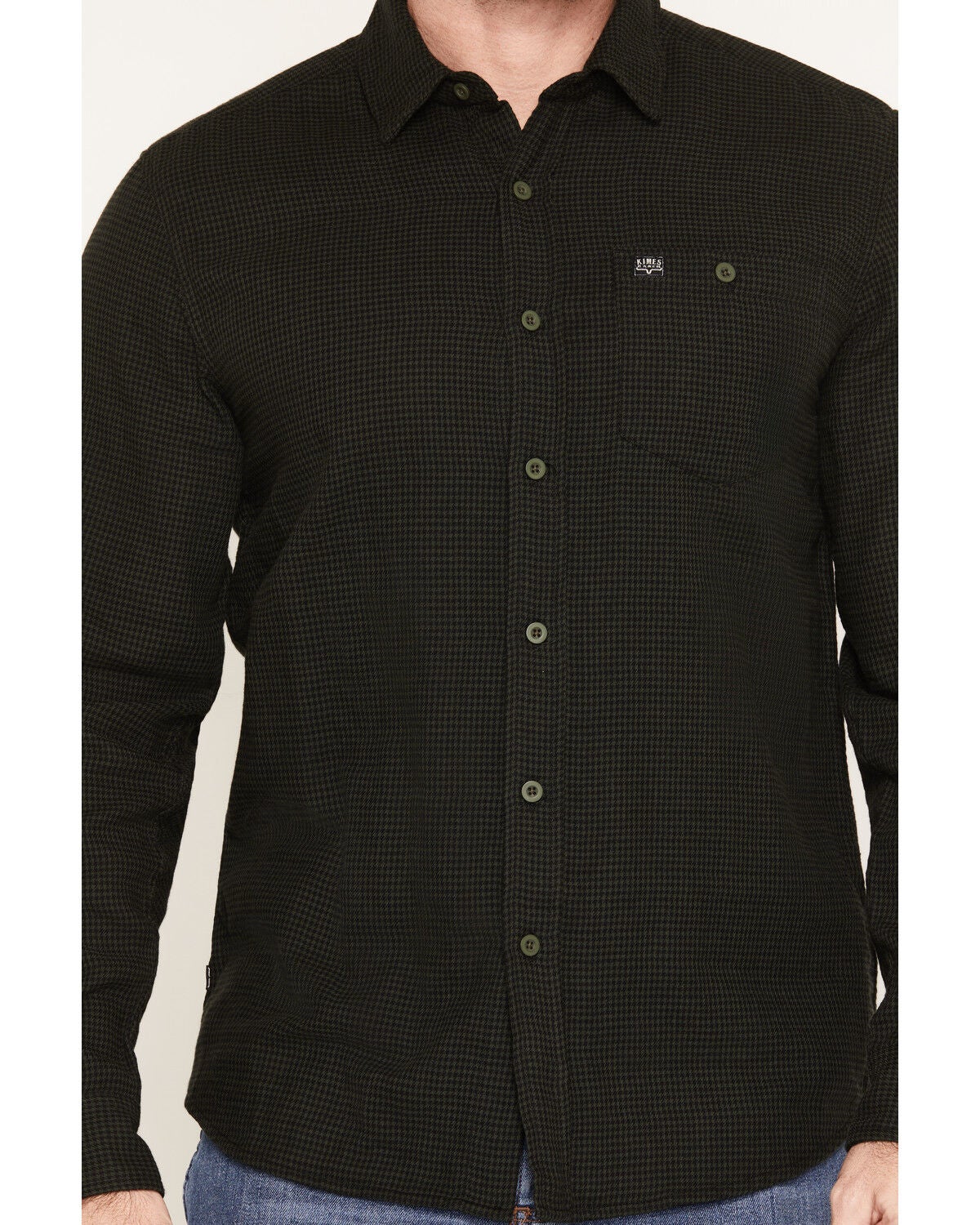 Image #3 - Kimes Ranch Men's Micro Checkered Long Sleeve Button-Down Western Shirt, Green, hi-res