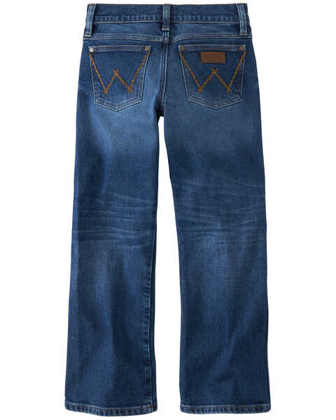 Wrangler Retro Little Boys' Troxler Dark Wash Relaxed Bootcut Stretch Denim Jeans , Blue, hi-res