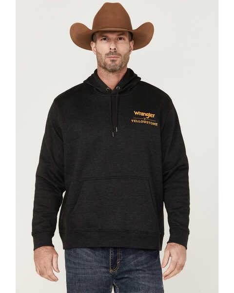 Wrangler Men's Yellowstone Dutton Ranch Graphic Hooded Sweatshirt, Charcoal, hi-res