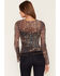 Image #4 - Ash & Violet Women's Floral Print Mesh Long Sleeve Top, Brown, hi-res