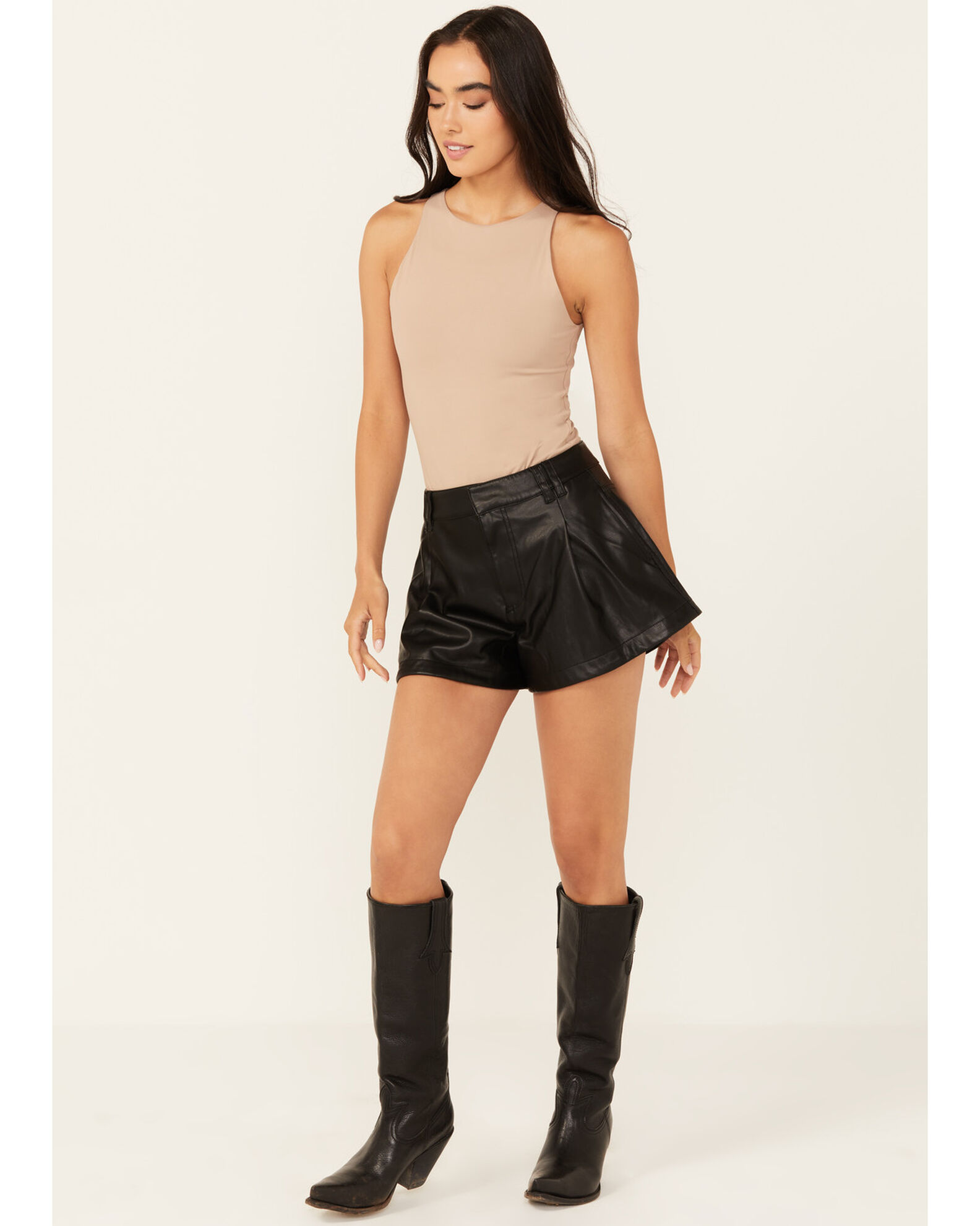 Free people top leather shorts
