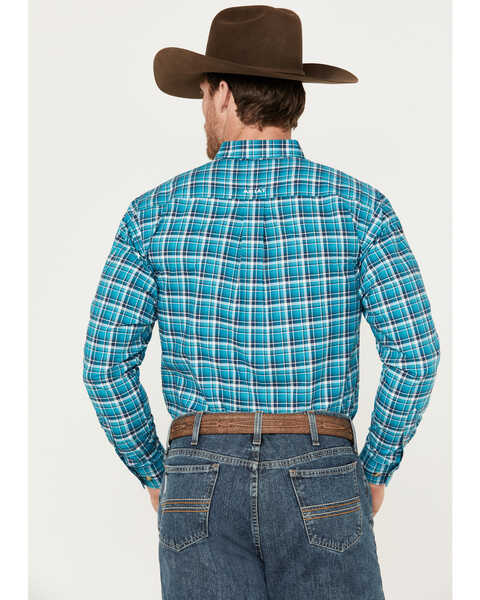 Image #4 - Ariat Men's Pro Series Krew Fitted Long Sleeve Button Down Western Shirt, Turquoise, hi-res