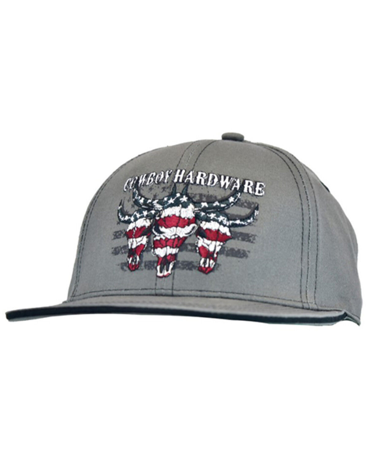 Image #1 - Cowboy Hardware Men's Triple Flag Skull Ball Cap, Charcoal, hi-res