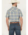 Image #4 - Pendleton Men's Frontier Plaid Print Short Sleeve Snap Stretch Western Shirt, Blue, hi-res