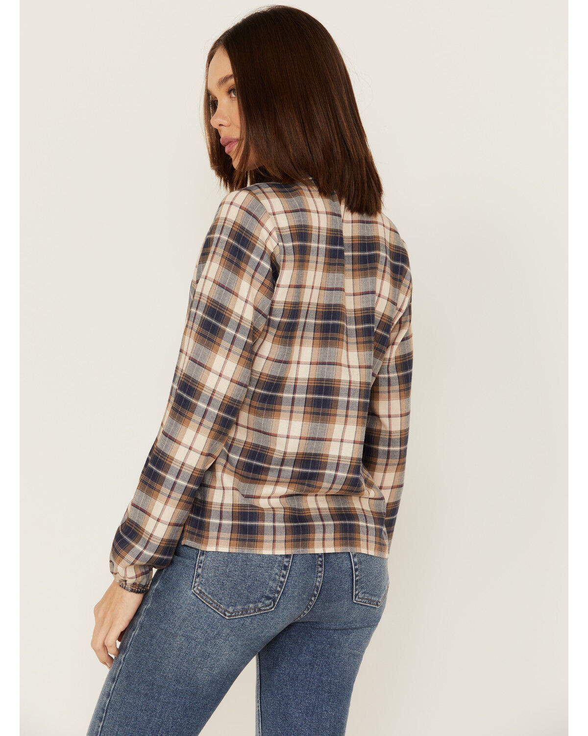 Image #4 - Cleo + Wolf Women's Plaid Print Blouse, Blush, hi-res