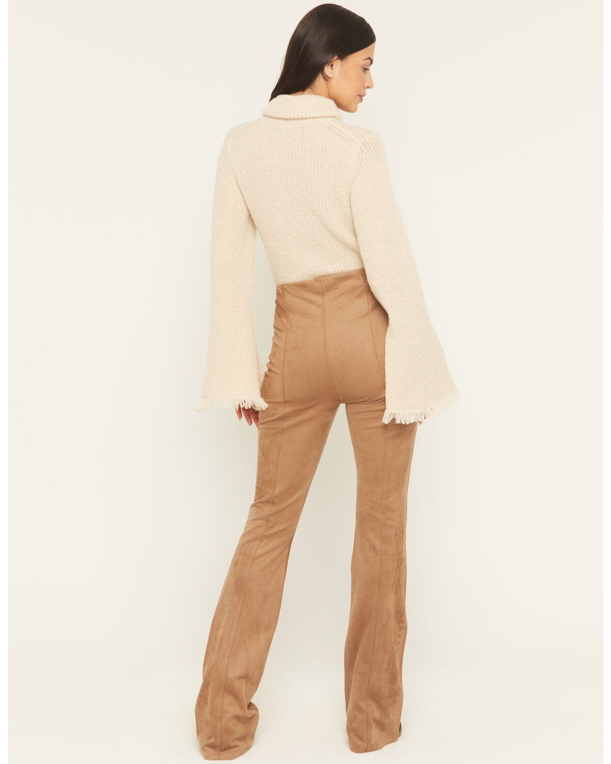 Image #3 - Shyanne Women's Faux Suede Studded Flare Pants, Coffee, hi-res