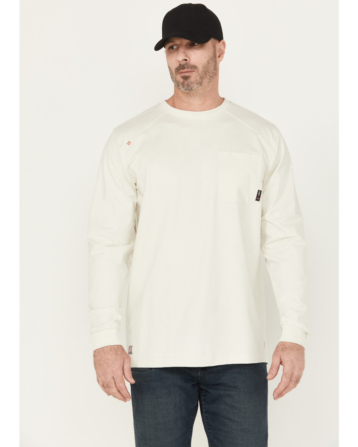 Image #1 - Ariat Men's FR Pima Long Sleeve Pocket Work T-Shirt, Grey, hi-res