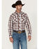 Image #1 - Wrangler 20X Men's Plaid Print Long Sleeve Snap Stretch Western Shirt, Wine, hi-res