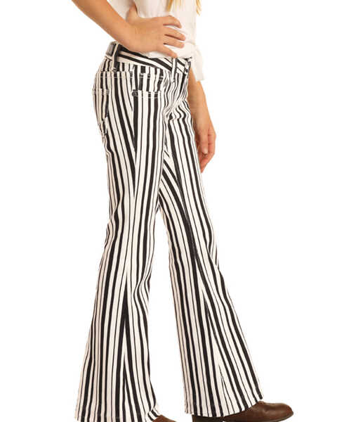 Image #3 - Rock & Roll Denim Girls' Striped Flare Jeans, Multi, hi-res