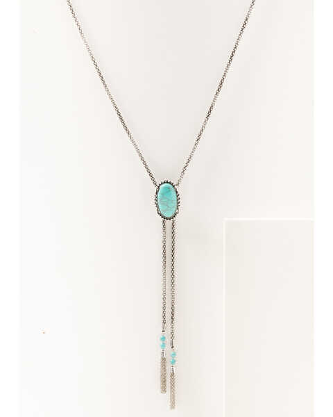 Image #1 - Prime Time Women's Turquoise Stone Bolo Necklace, Silver, hi-res