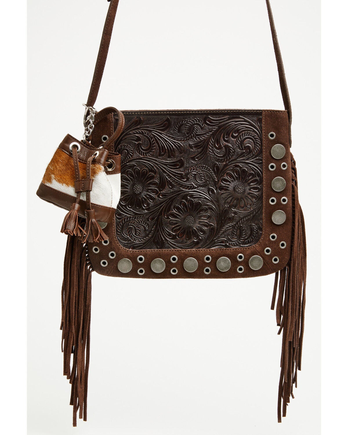 Image #2 - Shyanne Aurora Mini Hair-On Bucket Coin Purse Bag Charm, Brown, hi-res