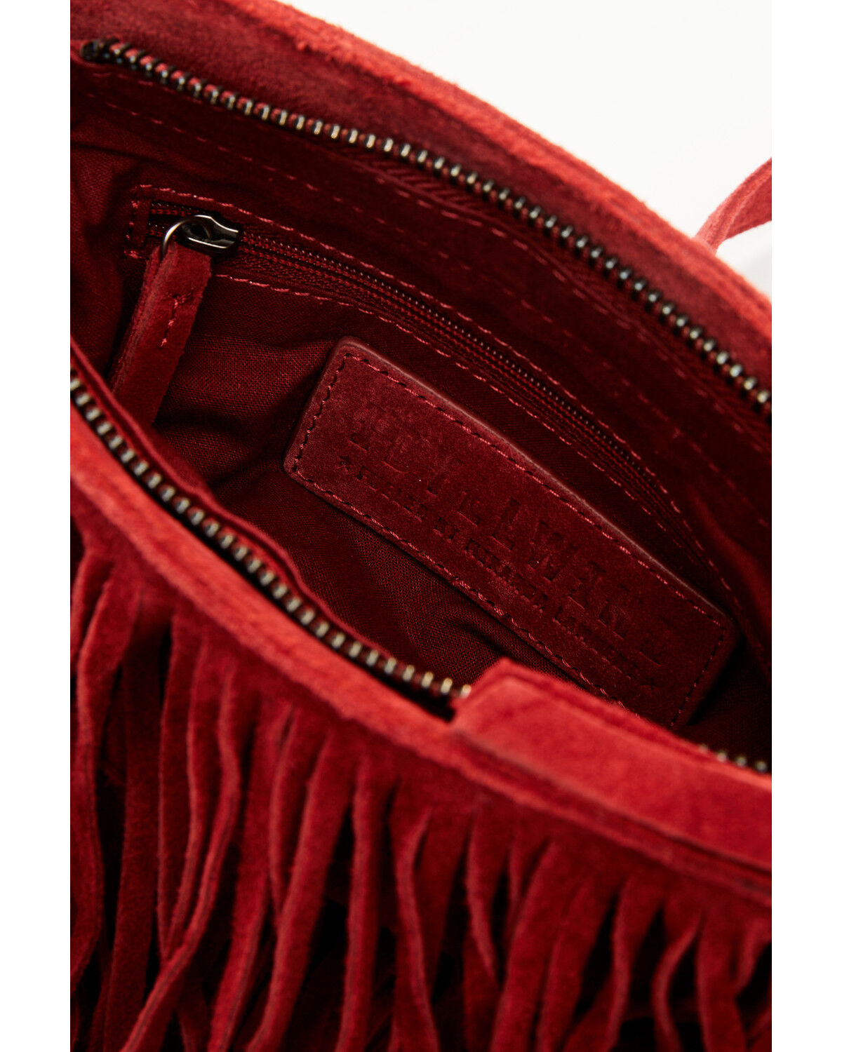 Image #4 - Idyllwind Women's Camarillo Suede Fringe Crossbody Bag, Red, hi-res