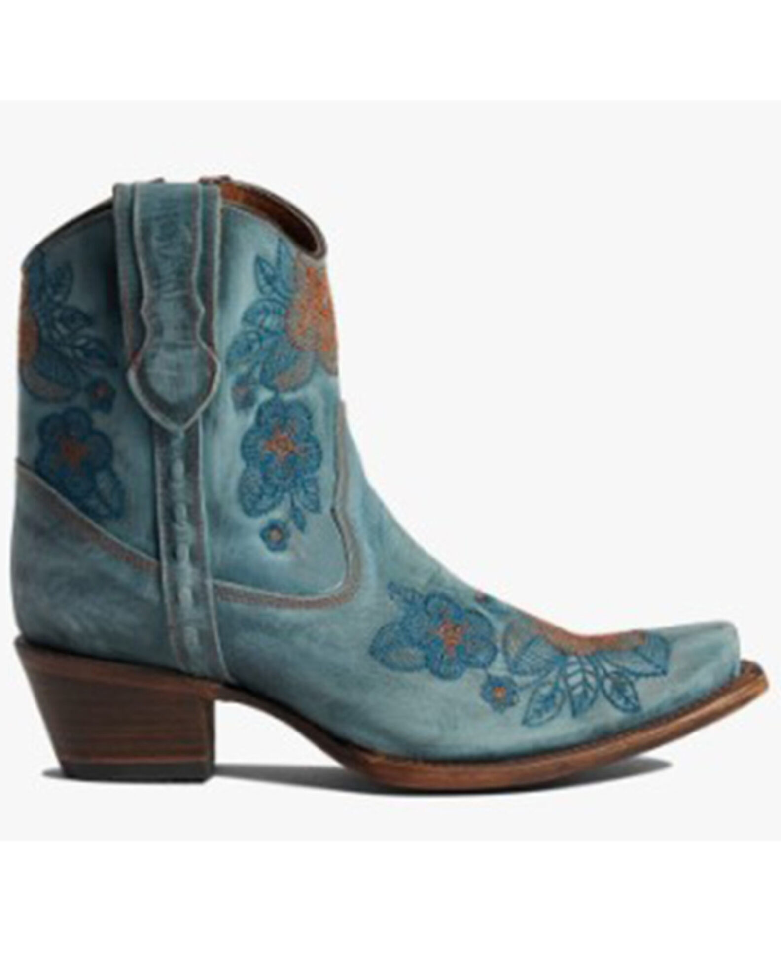 Circle G Women s Flower Embroidered Ankle Western Booties Snip Toe Country Outfitter