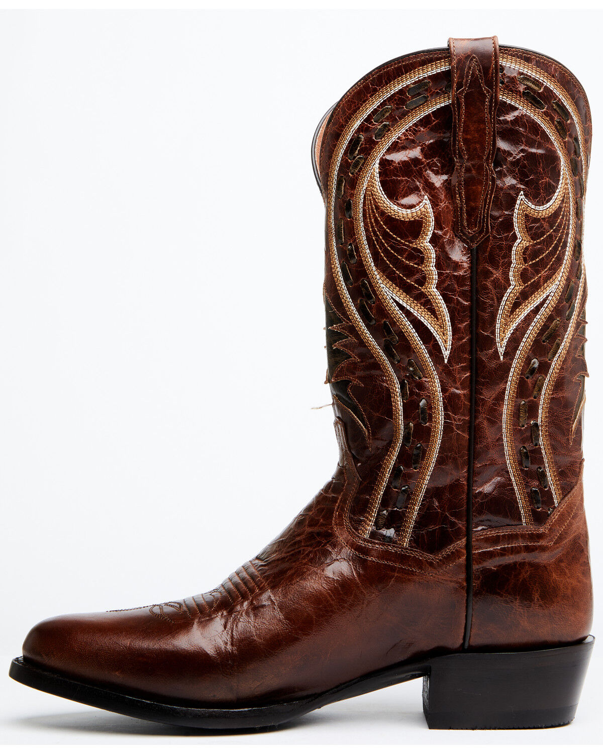 Image #3 - Dan Post Men's Swirled Embroidery Western Boots - Round Toe, Pecan, hi-res