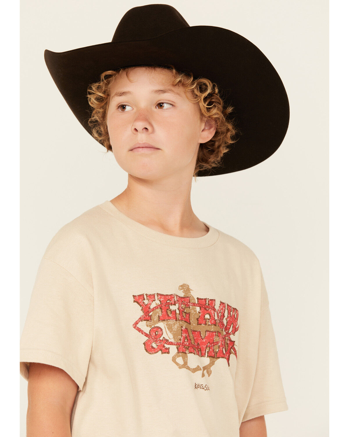 Image #2 - Kerusso Boys' Yee Haw & Amen Short Sleeve Graphic Tee, Rust Copper, hi-res