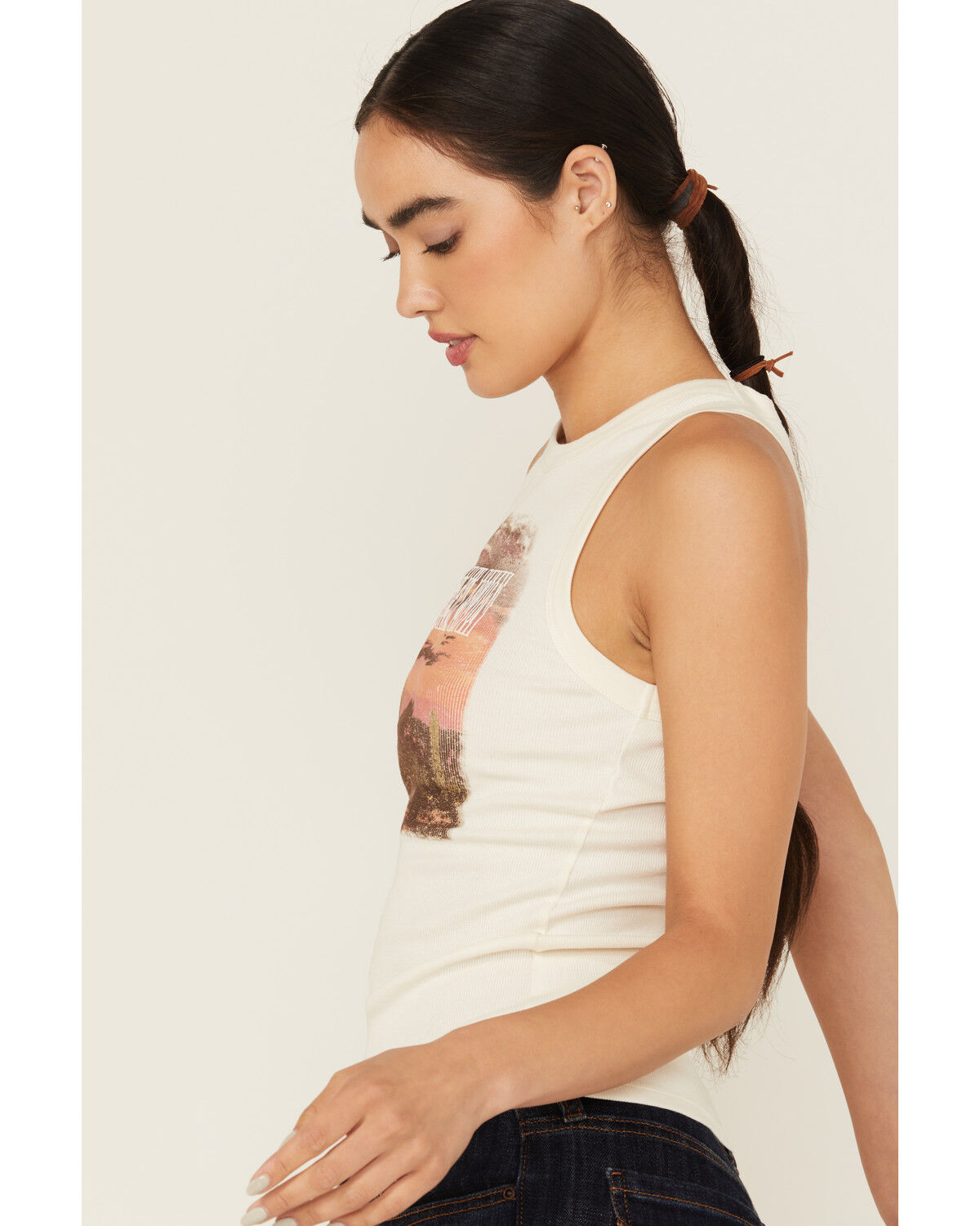 Image #2 - Idyllwind Women's Outlaw Livin Sleeveless Ribbed Tank Top, Ivory, hi-res